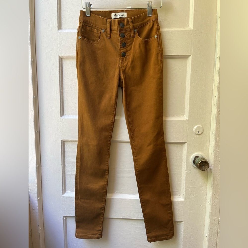 Madewell skinny jeans 23 Brown High rise Button Fly Boho Minimalist Capsule New